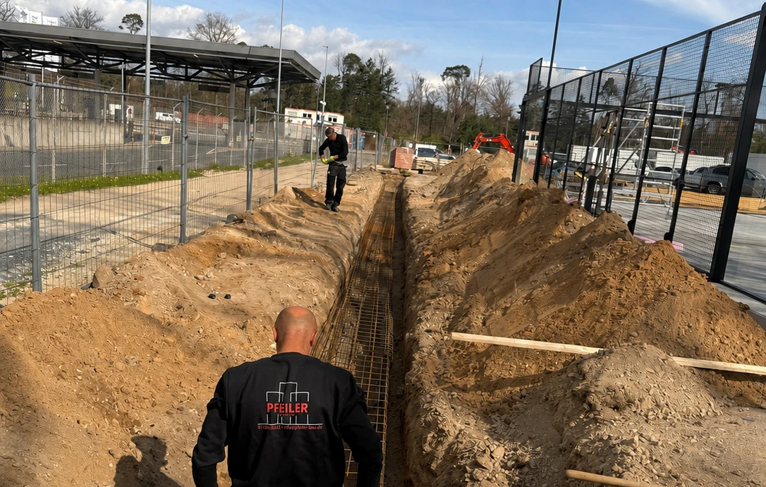 Baustelle von Pfeiler Bau in Gießen